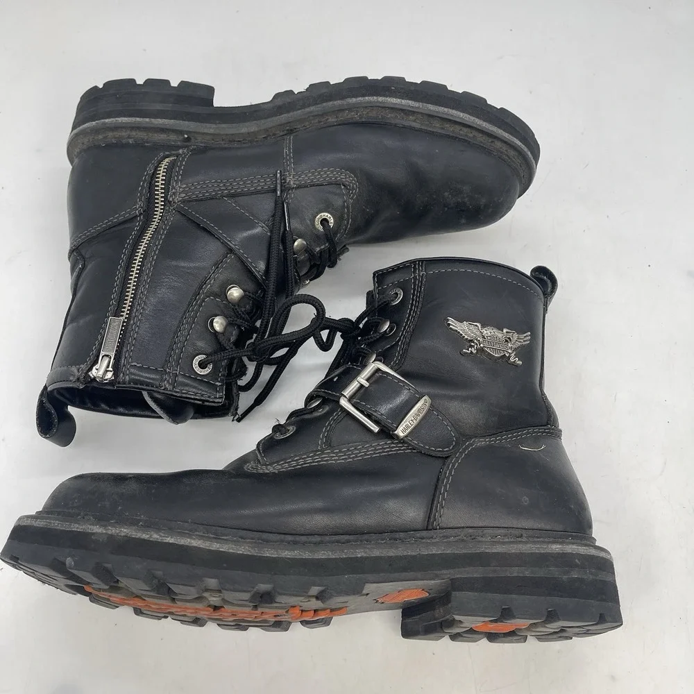 Harley Davidson Motorcycle Boots Mens 10 Brake Buckle Black Leather D91684